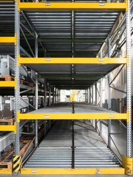 Shelving gravity for pallets Stock Photos