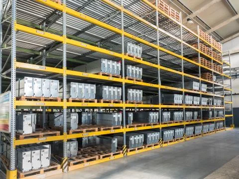 Shelving gravity for pallets Stock Photos