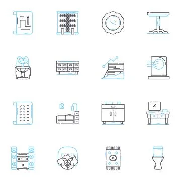 Shelving linear icons set. Storage, Organization, Display, Adjustable, Custom Stock Illustration