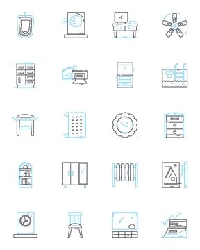Shelving linear icons set. Storage, Organization, Display, Adjustable, Custom Stock Illustration