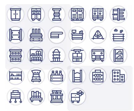 Shelving Ultimate Vector Package with 28 High Resolution Bold Line Detail E.. Stock Illustration