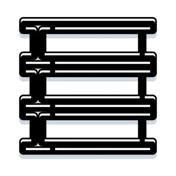 Shelving unit with multiple horizontal tiers and vertical supports Stock Illustration