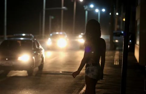 Shemale working as a prostitute Stock Photos