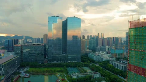 Shenzhen architecture at dusk Stock Footage 148898972