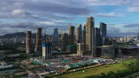 Shenzhen Bay Super Headquarters Base under construction Stock Footage 343873569