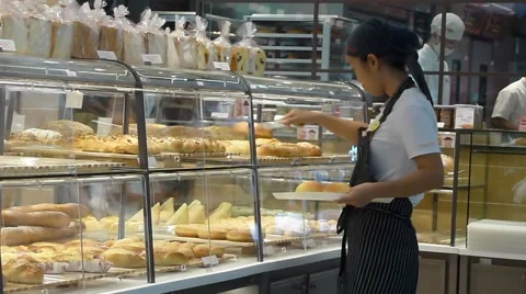 Shenzhen, China: bread shop in operation Stock Footage 67555989