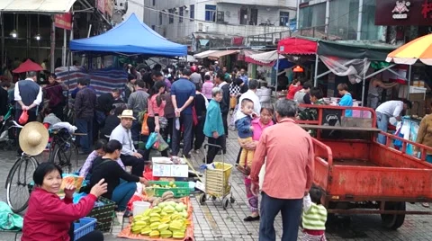 Shenzhen, China: farmers market Stock Footage