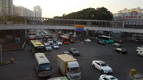 Shenzhen, China: the landscape of the road intersection of Shennan Boulevard Stock Footage 83697534