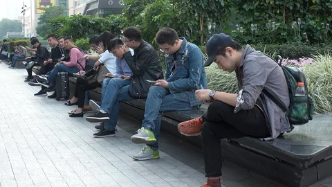 SHENZHEN, CHINA : People using SMART PHONE. Stock Footage 99300859