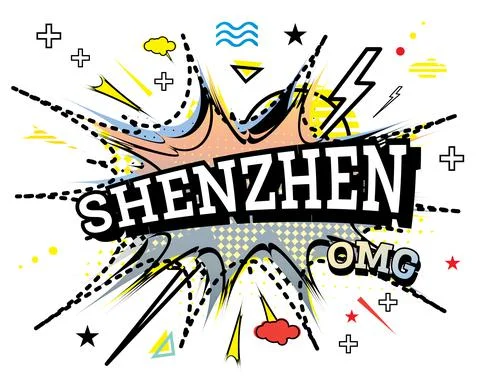 Shenzhen Comic Text in Pop Art Style Isolated on White Background. Ilustración de archivo