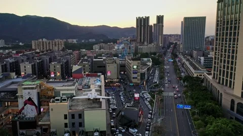 Shenzhen Dapeng - 08 21 2025: Longhua center Ariel view in Shenzhen, china Vídeo Stock 327744868