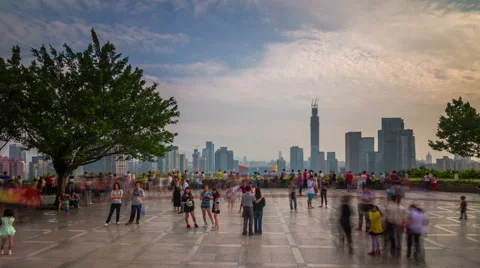 SHENZHEN day light crowded panoramic view balcony 4k time lapse china Stock Footage 49196936