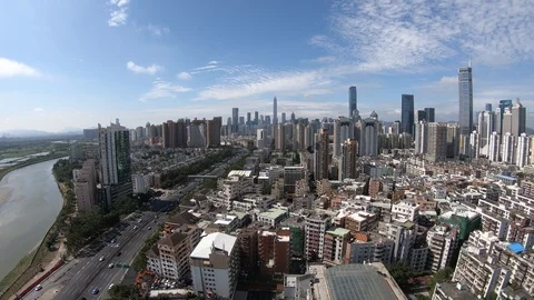 Shenzhen - Hong Kong panning timelapse Stock Footage