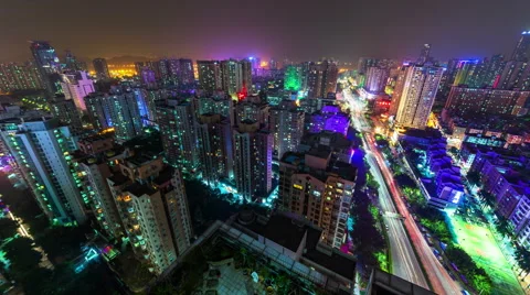 Shenzhen night rooftop timelapse Stock Footage 51719582