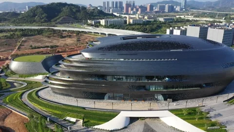 Shenzhen Science and Technology Museum looks like a spaceship Stock Footage 307675000