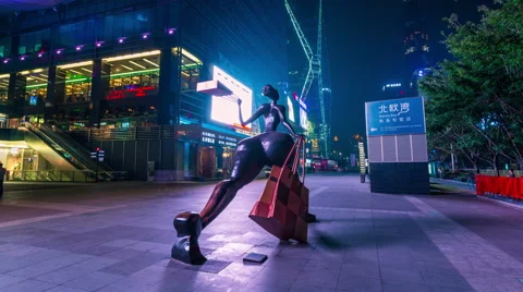 Shenzhen sculpture on the street Timelapse Video stock 51504553