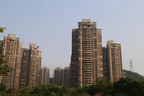 In shenzhen, there is an apartment complex with five high-rise buildings of.. Stock Photos
