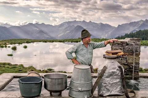 Shepherd in the Alps 写真素材