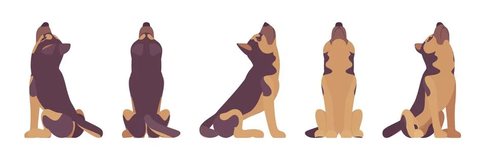 Shepherd dog howling Stock Illustration