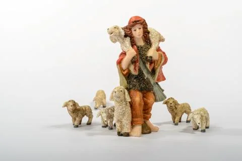 Shepherd with his sheep Stock Photos