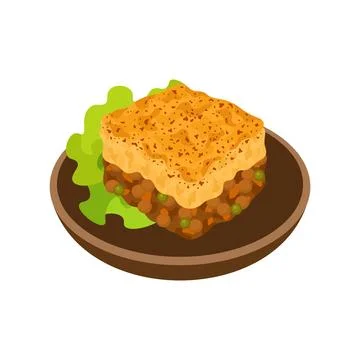 Shepherd's pie vector illustration. Traditional British cuisine. Stock Illustration