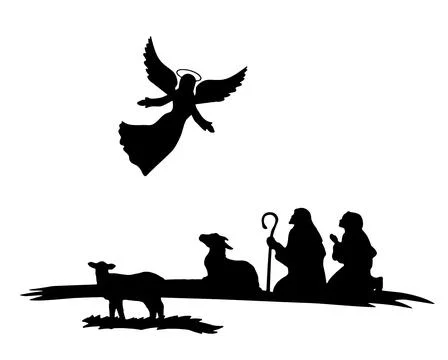 Shepherds silhouette , angels Stock Illustration