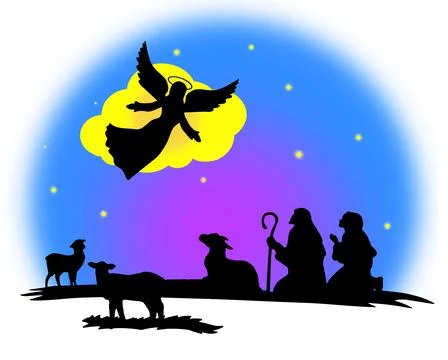 Shepherds silhouette , angels Stock Illustration