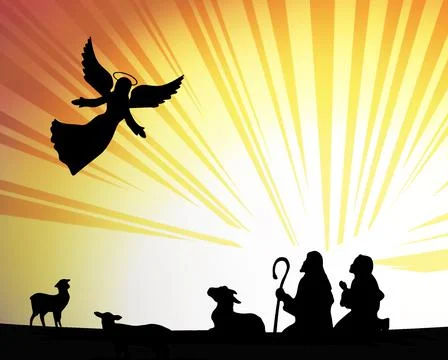 Shepherds silhouette , angels Stock Illustration