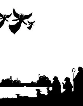 Shepherds silhouette , angels Stock Illustration