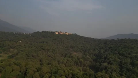 Sherabling Monastery in Himalayas – Peaceful Drone Aerial View Video stock 313382339