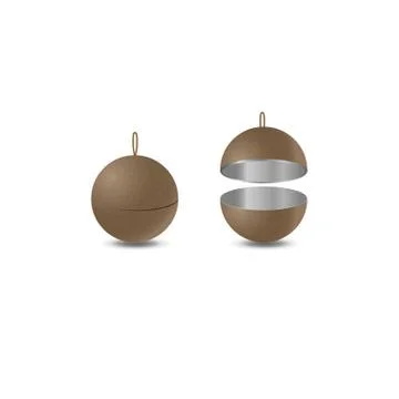 Shere shaped creative packaging. Steel ball with kraft cover. Vector Stock Illustration