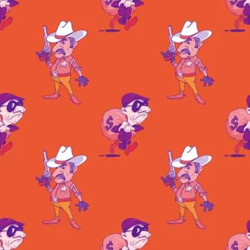 Sheriff and thief seamless pattern Illustrazione stock