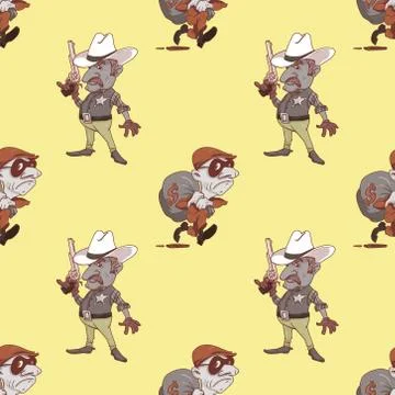 Sheriff and thief seamless pattern Illustrazione stock