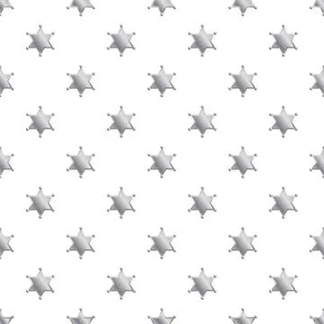 Sheriff badge stars creating pattern on white background Illustrazione stock