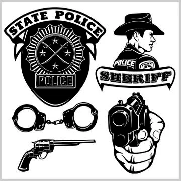Sheriff badges and design elements - Vector set Stock Illustration