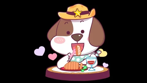 Sheriff Beagle Eating Dinner - Transparent Background Animation Stock Footage 282780950