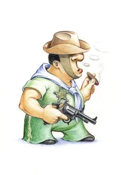 Sheriff with cigar Stock Illustration