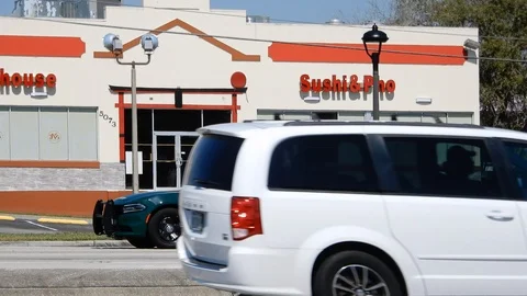 Sheriff Cop Driving Down Road On Freeway In Orlando Florida Osceola County Stock-Footage 126723588