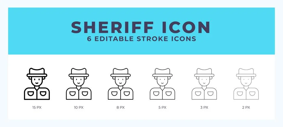 Sheriff editable line icon. Vector illustration with different stroke. Stock Illustration