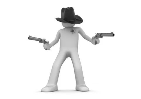 Sheriff on guard (3d isolated characters on white background series) Stock-Illustration