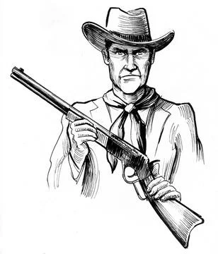 Sheriff with a rifle Illustrazione stock