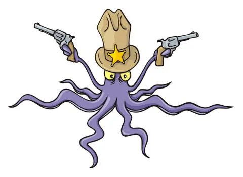 Sheriff squid cartoon Stock Illustration