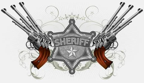 Sheriff star with guns Illustrazione stock