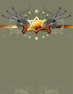 Sheriff star with guns Stock Illustration