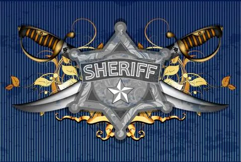 Sheriff star with sabers Stock Illustration