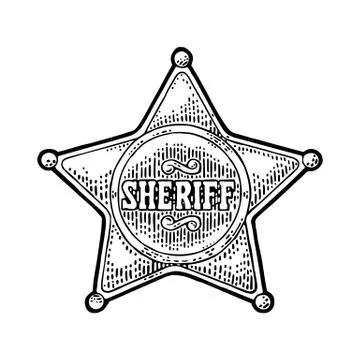 Sheriff star. Vintage black vector engraving illustration Stock Illustration