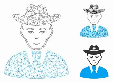 Sheriff Vector Mesh Network Model and Triangle Mosaic Icon Illustrazione stock