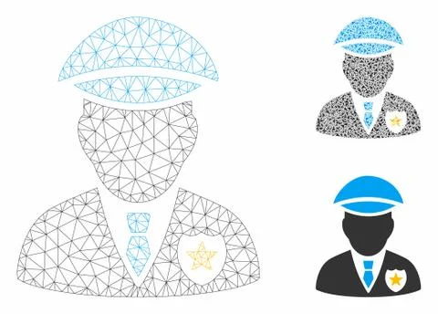 Sheriff Vector Mesh Wire Frame Model and Triangle Mosaic Icon Illustrazione stock