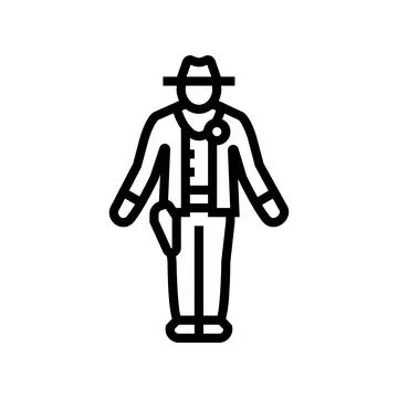Sheriff western line icon vector illustration Ilustración de archivo