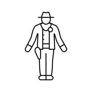 Sheriff western line icon vector illustration Ilustración de archivo